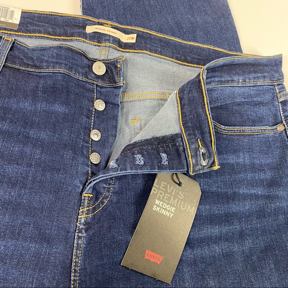 Levis Big E Jeans Wedgie Skinny Womens SZ 22W Crop Raw Hem Button Fly Plus - Picture 7 of 16